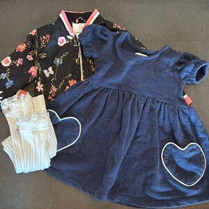 Kids Bundle of Three Pieces Jacket, dress and leggings size 2T